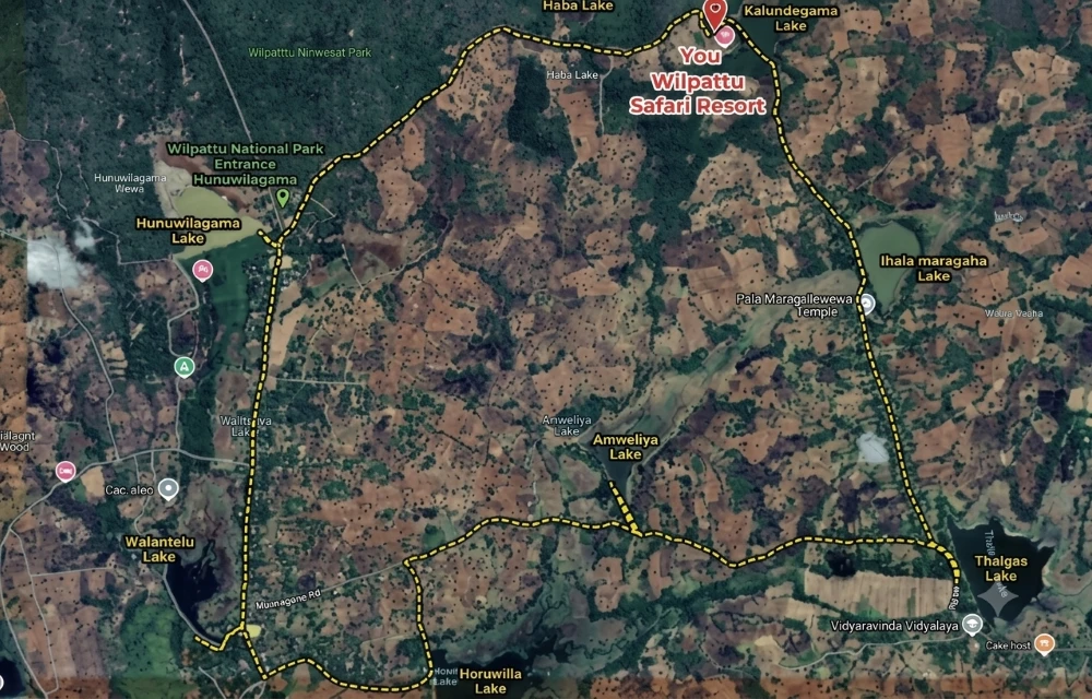 Seven Lakes Trail cycling and walking near Wilpattu Safari Resort